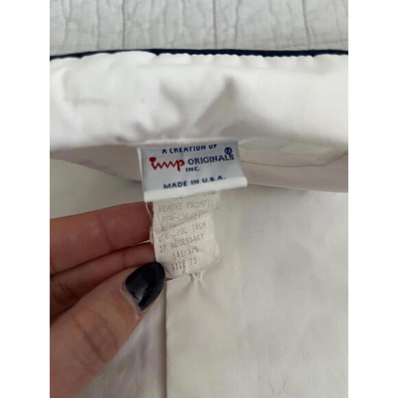 Vintage Imp Originals White Button Down Shirt | Navy Trim | Made in USA - Picture 3 of 5